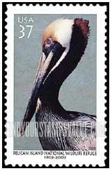 FindYourStampsValue: PELICAN ISLAND NATIONAL WILDLIFE REFUGE, CENTENNIAL - Brown Pelican, Self-Adhesive stamp