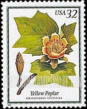 FindYourStampsValue: FLOWERING TREES - Yellow Poplar, Self-adhesive stamp