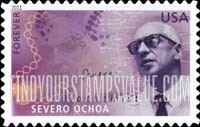 FindYourStampsValue: AMERICAN SCIENTISTS - Severo Ochoa, Biochemist, Self-Adhesive stamp