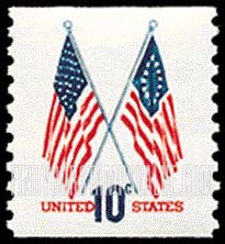 FindYourStampsValue: CROSSED FLAGS - 50-Star and 13-Star, Coil Stamp