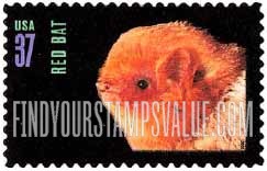 FindYourStampsValue: AMERICAN BATS - Red Bat, Self-Adhesive stamp