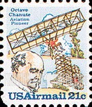 FindYourStampsValue: OCTAVE CHANUTE AND BIPLANE HANGGLIDER