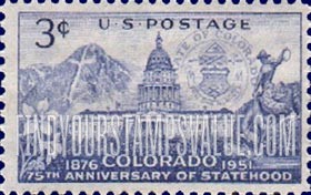 FindYourStampsValue: 75th ANNIVERSARY OF COLORADO STATEHOOD - Colorado Capitol and Mount of the Holy Cross