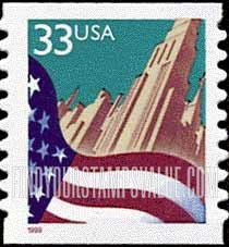 FindYourStampsValue: FLAG AND CITY, Self-Adhesive Coil stamp