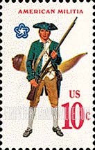 FindYourStampsValue: MILITARY UNIFORMS - Militiaman with musket and powder horn