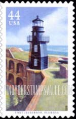 FindYourStampsValue: GULF COAST LIGHTHOUSES - Fort Jefferson Lighthouse, Florida, Self-Adhesive stamp