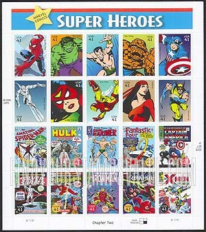 FindYourStampsValue: MARVEL COMICS SUPER HEROES, Self-Adhesive stamps