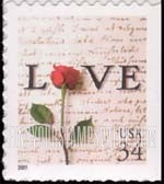 FindYourStampsValue: LOVE - Rose, Love Letter by John Adams April 20, 1763, Self-Adhesive Booklet Stamp
