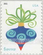 FindYourStampsValue: CHRISTMAS, HOLIDAY BAUBLES - Bauble with Green Ribbon, Self-Adhesive Booklet stamp