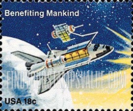 FindYourStampsValue: SPACE ACHIEVEMENT - Columbia space shuttle with open doors