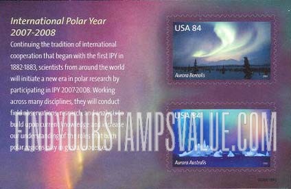 FindYourStampsValue: INTERNATIONAL POLAR YEAR - Aurora Borealis & Aurora Australis, Self-Adhesive stamps