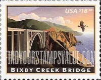 FindYourStampsValue: AMERICAN LANDMARKS - Bixby Creek Bridge in California, Self-Adhesive stamp