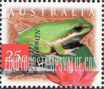 FindYourStampsValue: Flora and Fauna: Northern dwarf tree frog, red lily