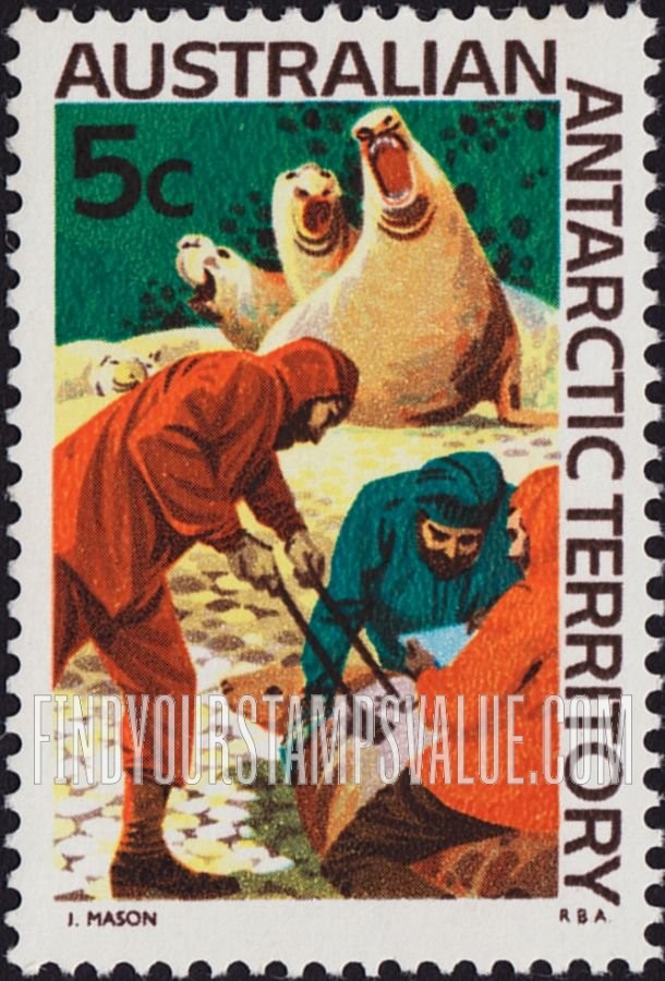 FindYourStampsValue: AUSTRALIAN ANTARCTIC TERRITORY: Branding of elephant seals