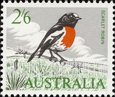 FindYourStampsValue: Scarlet robin, horizontal