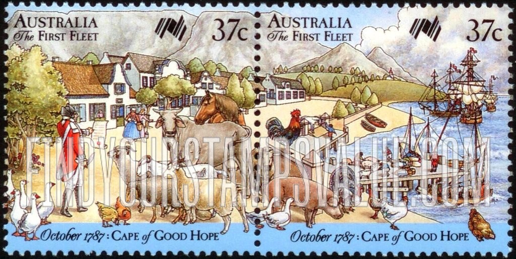 FindYourStampsValue: First Fleet arrives at Cape of Good Hope, October 1787
