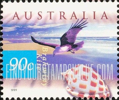 FindYourStampsValue: Flora & Fauna Type of 1996: Brahminy kite, checkerboard helmet shell