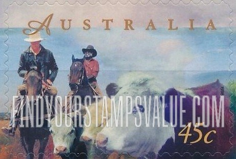 FindYourStampsValue: Farming in Australia: Herding cattle on horseback