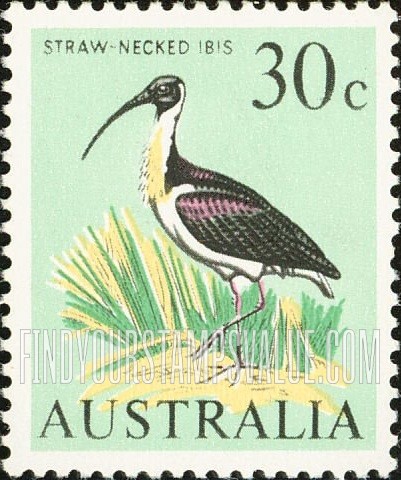 FindYourStampsValue: Straw-necked ibis: Types of 1963-65