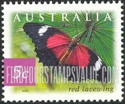FindYourStampsValue: Flora & Fauna Type of 1996: Red lacewing butterfly