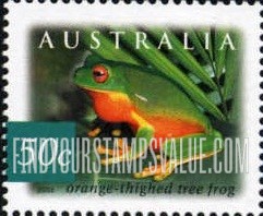 FindYourStampsValue: Flora & Fauna Type of 1996: Orange-thighed tree frog