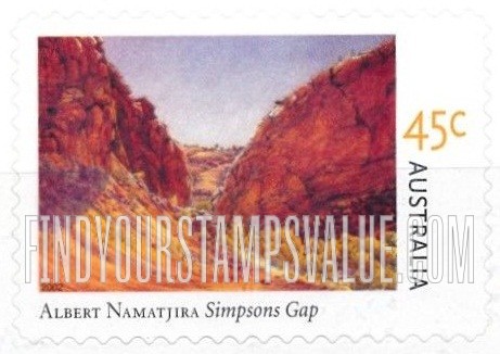 FindYourStampsValue: Paintings by Albert Namatjira (1902-59): Simpsons Gap