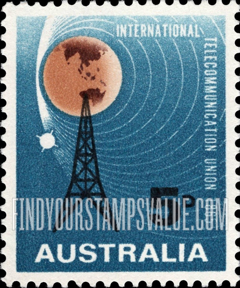 FindYourStampsValue: Radio Mast and Satellite Orbiting Earth