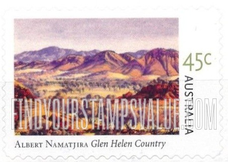 FindYourStampsValue: Paintings by Albert Namatjira (1902-59): Glen Helen Country