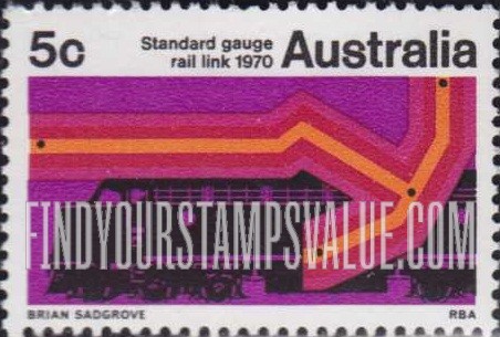 FindYourStampsValue: Diesel Locomotive and New Track Linking Melbourne, Sydney and Brisbane with Perth