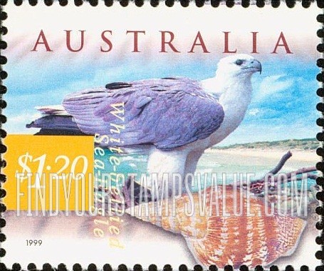 FindYourStampsValue: Flora & Fauna Type of 1996: White-bellied sea eagle, Campbell’s stromb