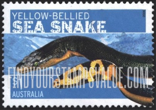 FindYourStampsValue: Dangerous Australian Wildlife: Yellow-bellied sea snake