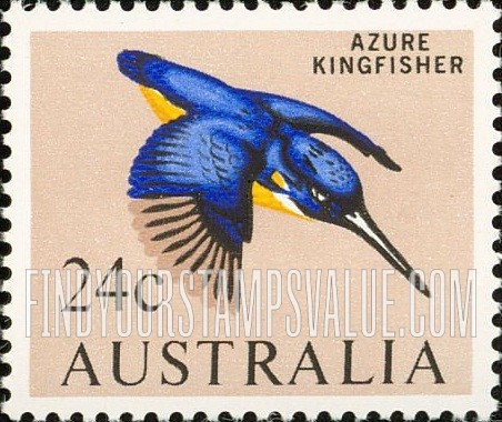 FindYourStampsValue: Azure kingfisher, horizontal: Types of 1963-65