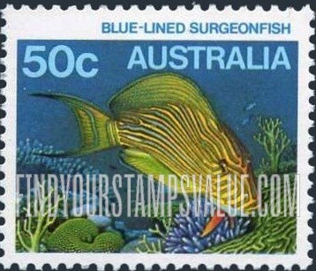FindYourStampsValue: Blue-lined surgeonfish