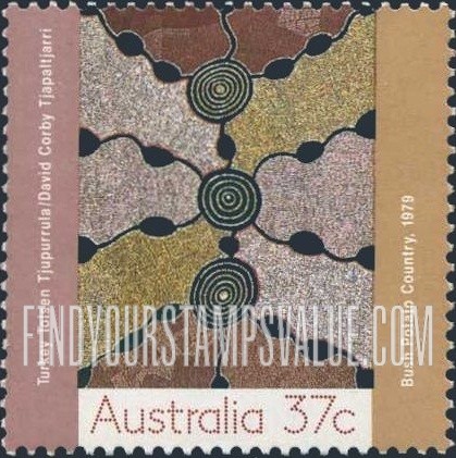 FindYourStampsValue: “Dream” Lore on Art of the Desert: Bush Potato Country, by Turkey Tolsen Tjupurrula with by David Corby Tjapaltjarri
