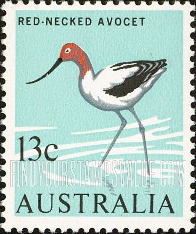 FindYourStampsValue: Red-necked avocet: Types of 1963-65