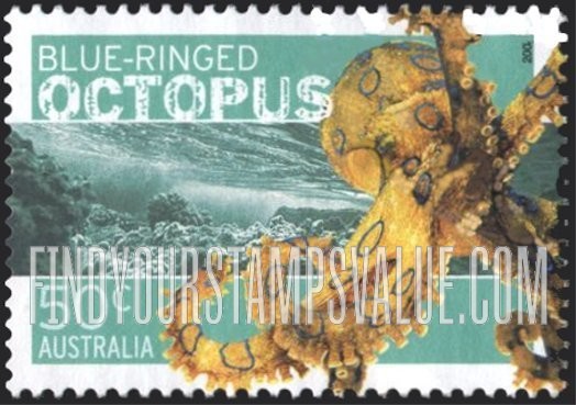 FindYourStampsValue: Dangerous Australian Wildlife: Blue-ringed octopus