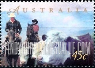 FindYourStampsValue: Farming in Australia: Herding cattle on horseback