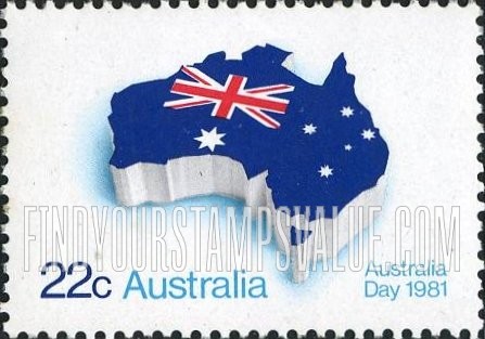 FindYourStampsValue: Flag on Map of Australia
