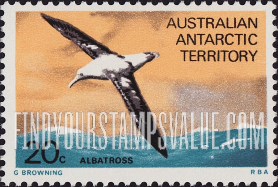 FindYourStampsValue: AUSTRALIAN ANTARCTIC TERRITORY: Wandering albatross, horizontal
