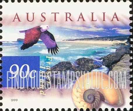 FindYourStampsValue: Flora & Fauna Type of 1996: Fraser Island, chambered nautilus