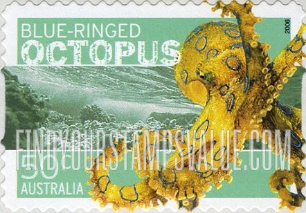 FindYourStampsValue: Dangerous Australian Wildlife: Blue-ringed octopus