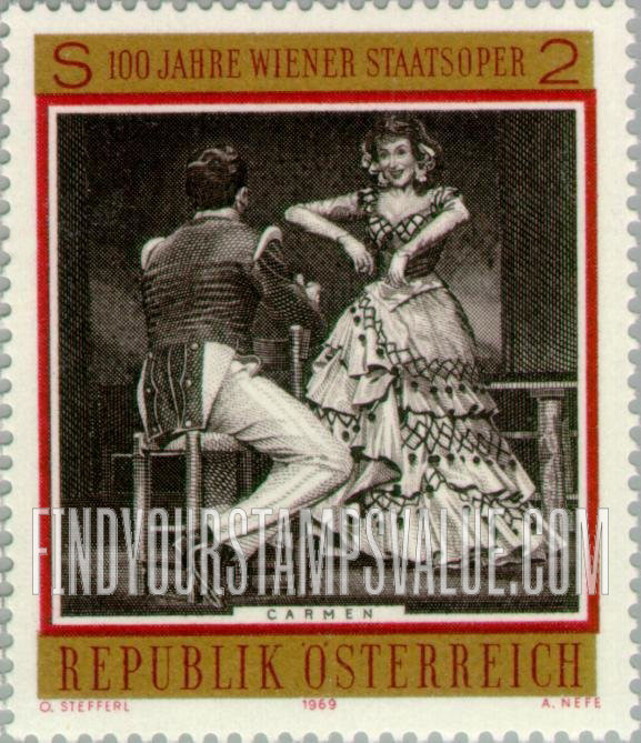 FindYourStampsValue: Centenary of Vienna Opera House: Carmen, Bizet