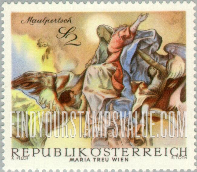 FindYourStampsValue: Baroque Frescoes: The Glorification of Mary, by Franz Anton Maulpertsch, Maria Treu Church, Vienna