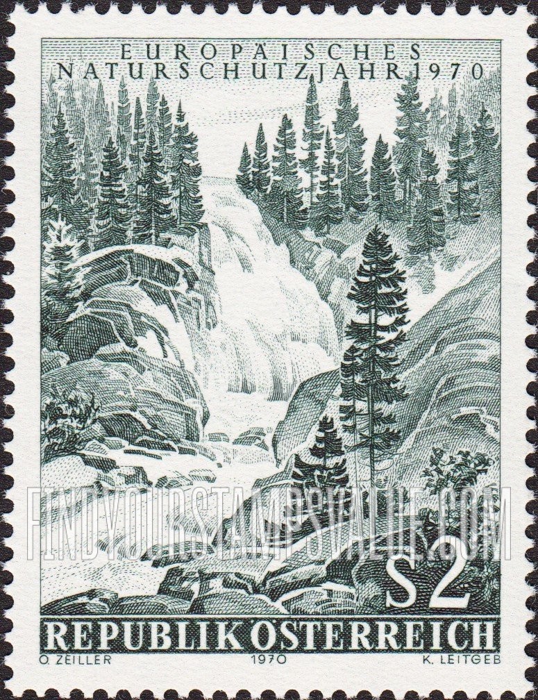FindYourStampsValue: European Nature Conservation Year, 1970: Krimml waterfalls