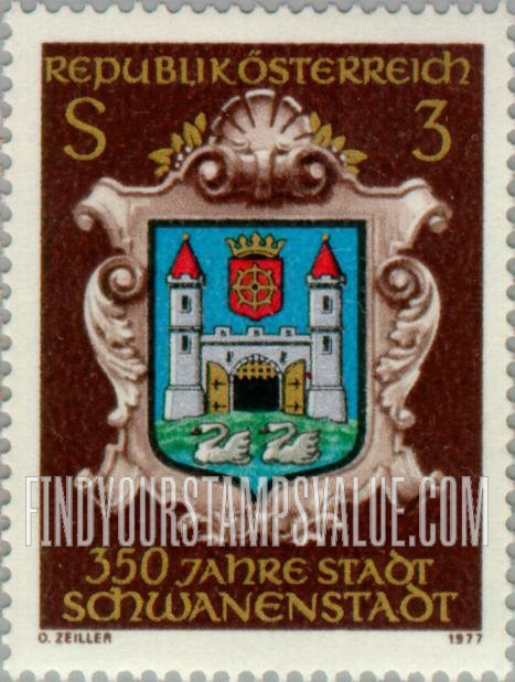 FindYourStampsValue: Schwanenstadt, 350th Anniversary: Town arms