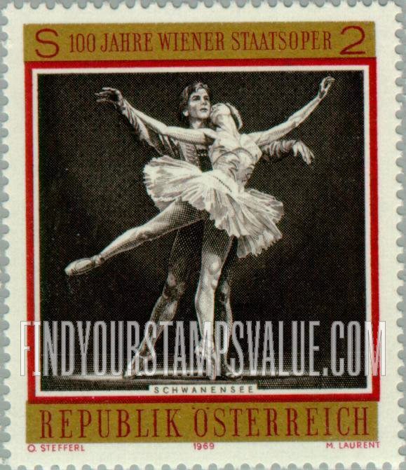 FindYourStampsValue: Centenary of Vienna Opera House: Swan Lake, Ballet by Tchaikovsky