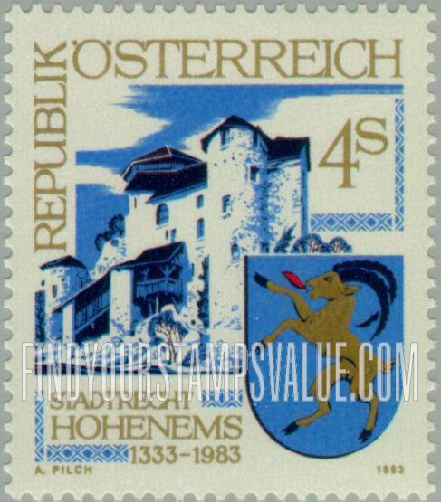 FindYourStampsValue: Granting of Town Rights to Hohenems, 650th Anniversary