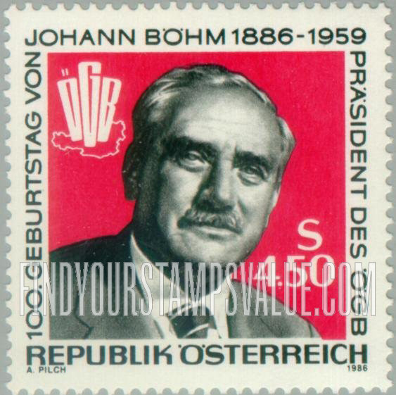 FindYourStampsValue: Johann Bohm (1886-1959), President Austrian Trade Federation