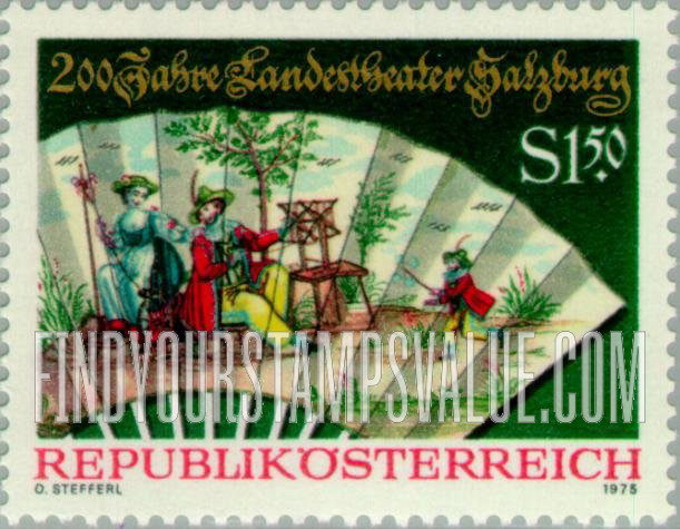 FindYourStampsValue: Fan with “Hanswurst” Scene, 18th Century