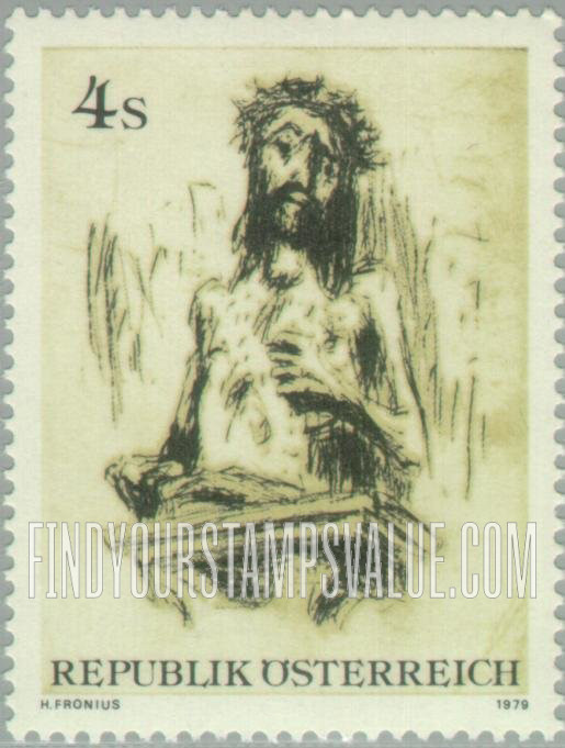 FindYourStampsValue: Modern Austrian Art: The Compassionate Christ, by Hans Fronius